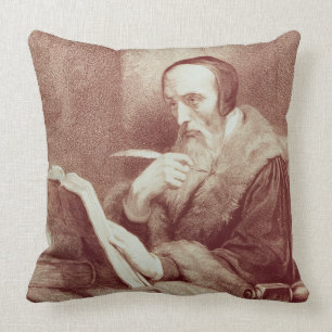 Porträt von Johannes Calvin (1509-1564) (Stich) Kissen