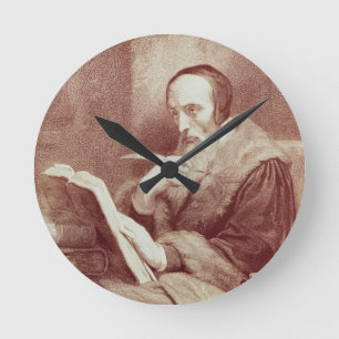 Porträt von Johannes Calvin (1509-1564) (Stich) Runde Wanduhr