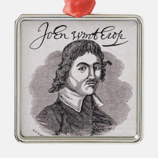 Porträt von John Winthrop Silbernes Ornament (Vorne)
