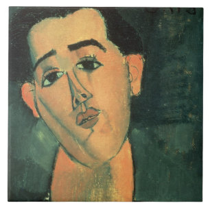 Porträt von Juan Gris (1887-1927) 1915 (Öl kann an Fliese