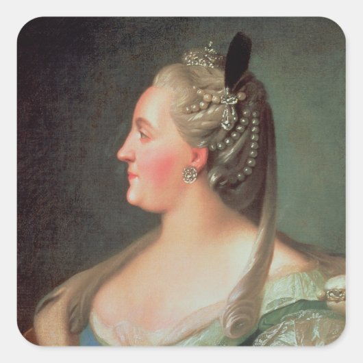 Porträt von Kaiserin Catherine II. der Großen Quadratischer Aufkleber (Vorderseite)