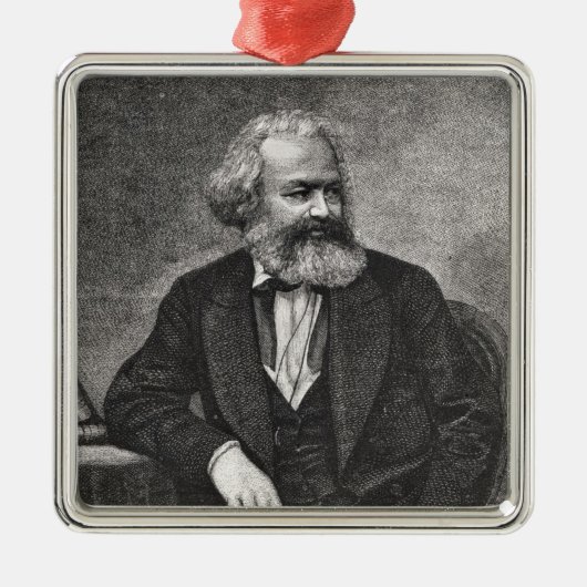 Porträt von Karl Marx 1857 Silbernes Ornament (Vorne)