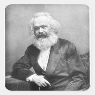 Porträt von Karl Marx Quadratischer Aufkleber