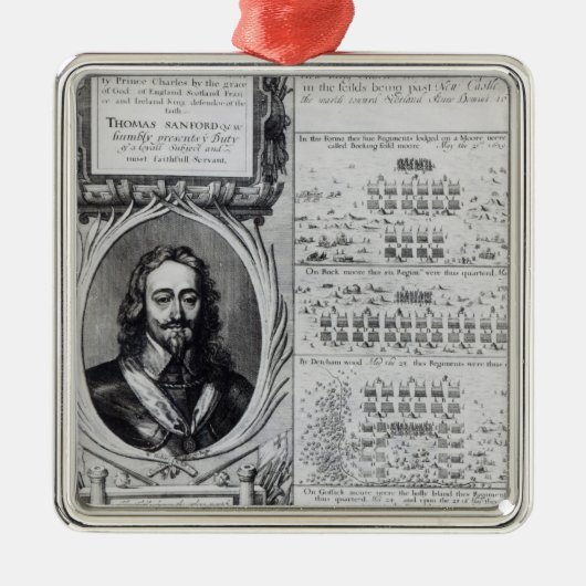 Porträt von König Charles I mit Diagrammen Silbernes Ornament (Vorne)