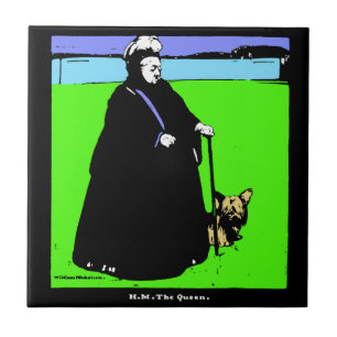 Porträt von Königin Victoria und Yorkie-Hund Fliese