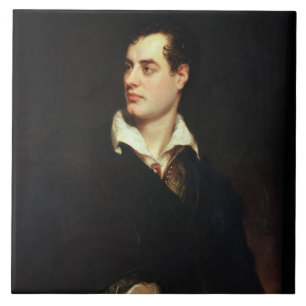 Porträt von Lord Byron (1788-1824) (Öl auf Fliese
