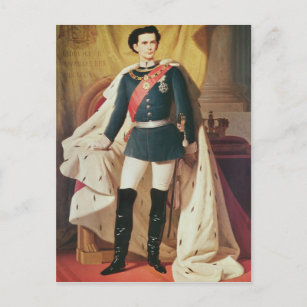 Porträt von Ludwig II von Bayern in der Uniform Postkarte