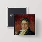 Porträt von Ludwig van Beethoven Button (Vorne & Hinten)