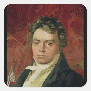 Porträt von Ludwig van Beethoven Quadratischer Aufkleber
