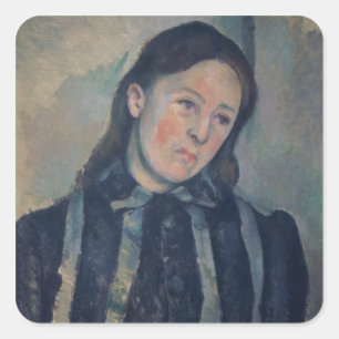 Porträt von Madame Cezanne mit gelöstem Haar, 18 Quadratischer Aufkleber