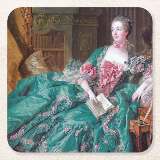Porträt von Madame Pompadour, Boucher, 1756 Rechteckiger Pappuntersetzer (Vorderseite)