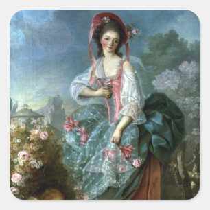 Porträt von Mademoiselle Guimard als Terpsichore, Quadratischer Aufkleber