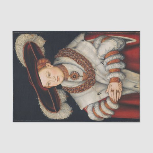 Porträt von Magdalena in Sachsen von Lucas Cranach Seidenpapier (Vorderseite)