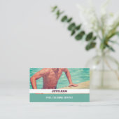 Porträt von männlichen Bädern, Schwimmbad sauber Visitenkarte (Stehend Vorderseite)