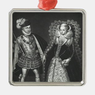 Porträt von Mary-Königin der Schotten Silbernes Ornament