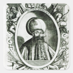Porträt von Mehmet III Quadratischer Aufkleber