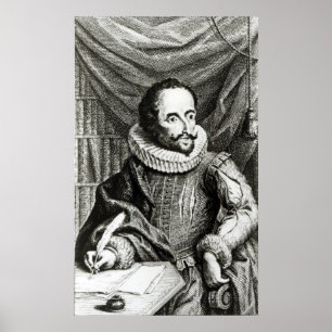 Porträt von Miguel de Cervantes Saavedra Poster