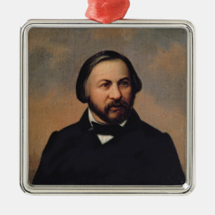 Porträt von Mikhail Ivanovich Glinka, 1850s Silbernes Ornament