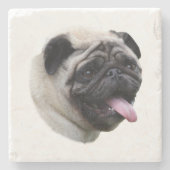 Porträt von Mops-Hund-Foto Steinuntersetzer (Vorderseite)