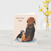 Porträt von Mummihund mit sehr niedlichem Beagle Karte (Gelbe Blume)