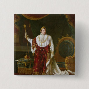 Porträt von Napoleon in seinen Krönungs-Roben Button