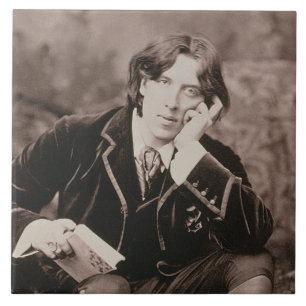 Porträt von Oscar Wilde (1854-1900), 1882 (b/w ph Fliese