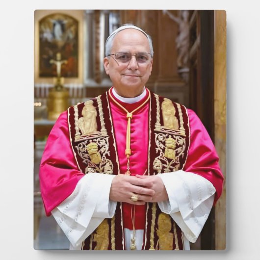 Porträt von Papst Leo XIV Fotoplatte (Vorderseite)