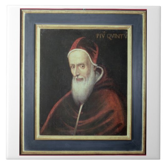 Porträt von Papst Pius V (1504-72) (Öl auf Fliese (Vorderseite)