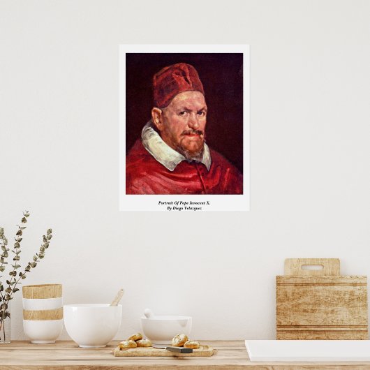 Porträt von Papst unschuldig X. von Diego Velazque Poster (Küche)