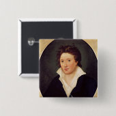 Porträt von Percy Bysshe Shelley, 1819 Button (Vorne & Hinten)