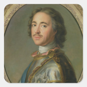 Porträt von Peter der Große Quadratischer Aufkleber