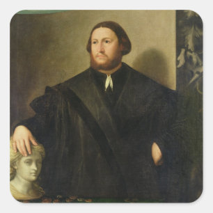 Porträt von Raphaele Grassi (Öl auf Leinwand) Quadratischer Aufkleber