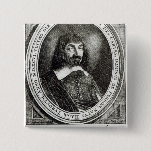 Porträt von Rene Descartes, 1644 Button (Vorderseite)