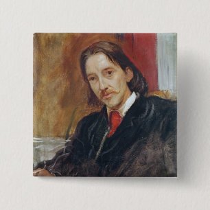 Porträt von Robert Louis Stevenson 1886 Button