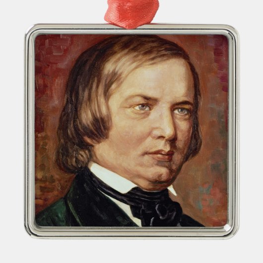 Porträt von Robert Schumann Silbernes Ornament (Vorne)