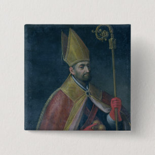 Porträt von Sankt Nikolaus, 1700 (Öl auf Leinwan Button