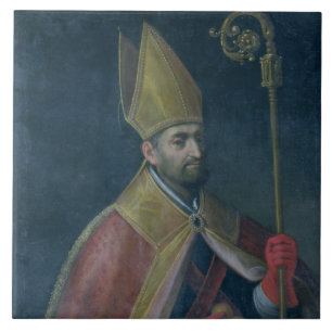 Porträt von Sankt Nikolaus, 1700 (Öl auf Leinwan Fliese