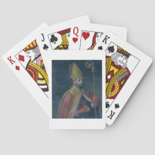 Porträt von Sankt Nikolaus, 1700 (Öl auf Leinwand) Spielkarten