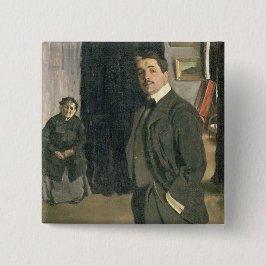 Porträt von Sergei Pavlovich Diaghilev Button (Vorderseite)