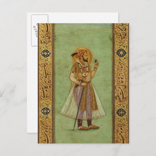 Porträt von Shah Jahan, 1631, Mughal Postkarte (Vorne/Hinten)