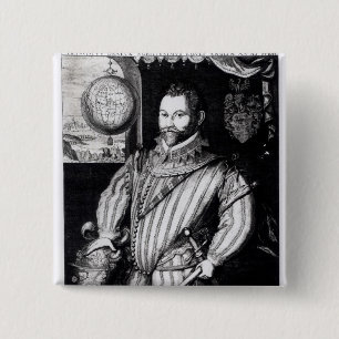 Porträt von Sir Francis Drake Button