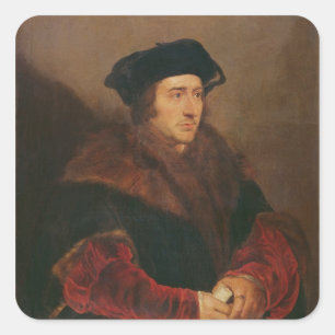 Porträt von Sir Thomas More Quadratischer Aufkleber