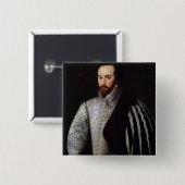 Porträt von Sir Walter Raleigh 1588 Button (Vorne & Hinten)
