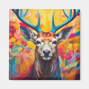 Porträt von Stag Hirsch farbige Malerei Magnet
