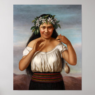"Porträt von Terewai Horomona" - G. Lindauer Poster