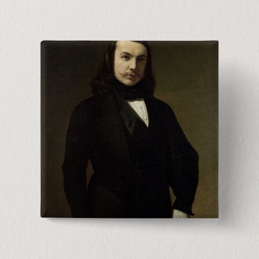 Porträt von Theophile Gautier, 1839 Button (Vorderseite)
