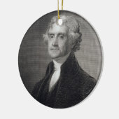 Porträt von Thomas Jefferson, graviert durch Keramikornament (Links)