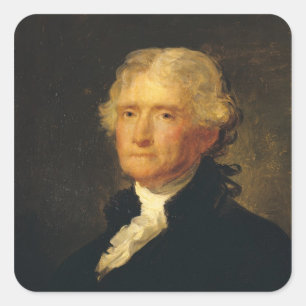 Porträt von Thomas Jefferson Quadratischer Aufkleber