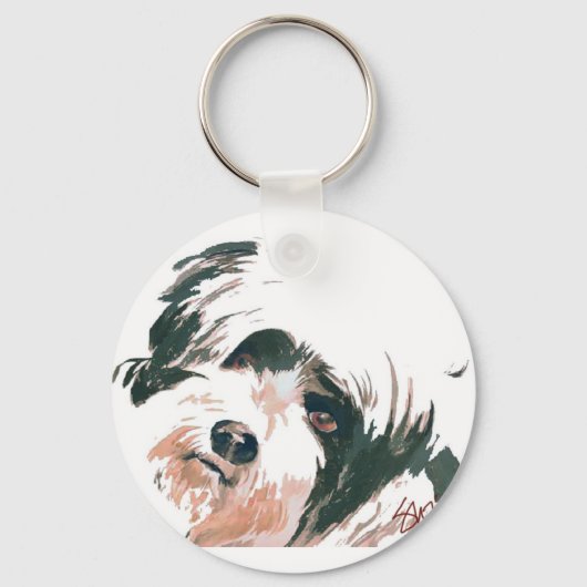 Porträt von Tibetan Terrier Schlüsselanhänger (Vorderseite)