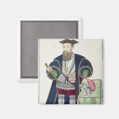 Porträt von Vasco de Gama Magnet (Vorderseite/Rückseite)